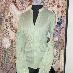 Light Green Button-Up Blouse